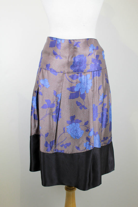 80s 90s Vintage Alexander McQueen Blue Rose Print Skirt