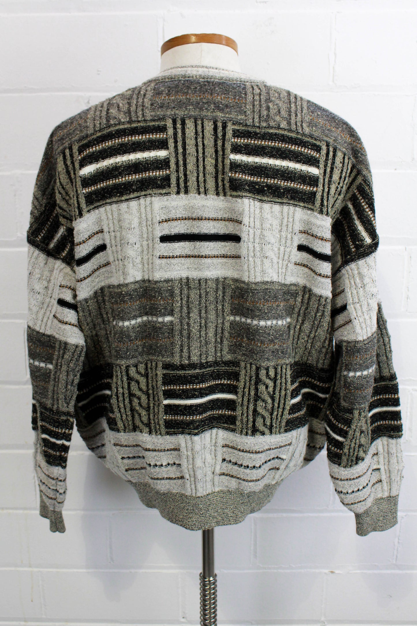 80s/90s Patchwork Knit Sweater by Tosani, XL