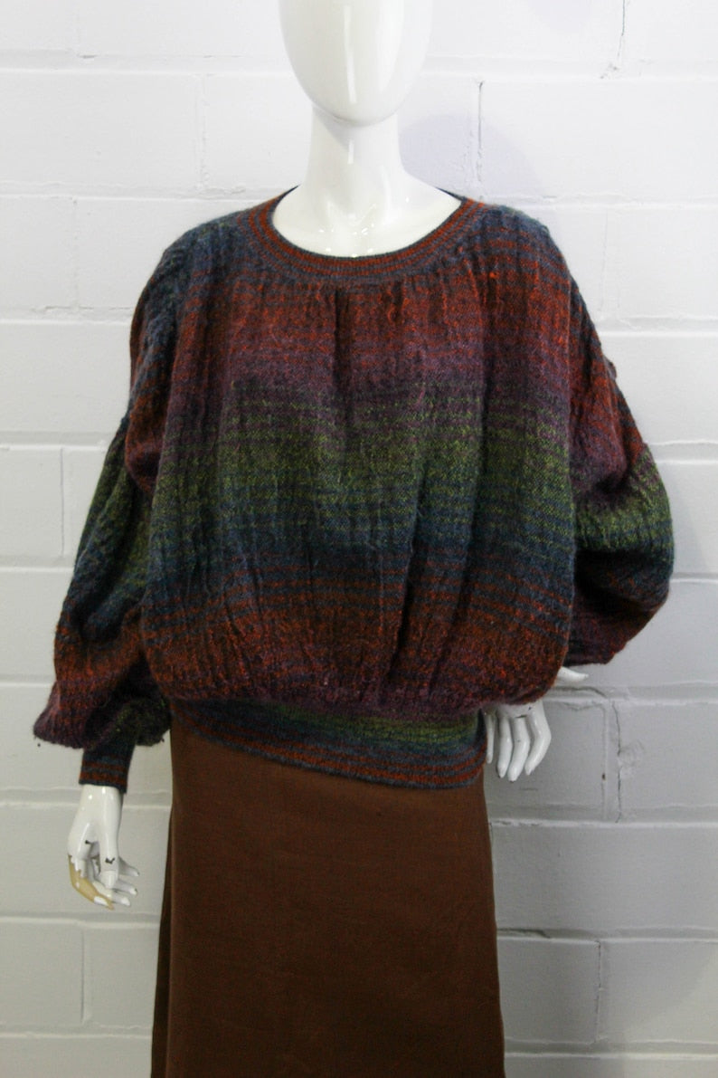 80s Vintage Missoni Mohair Sweater, Oversized Sleeves