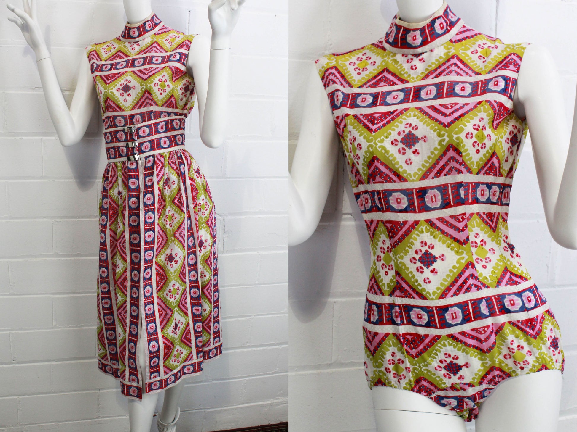 vintage 1960s pauline trigere two piece skirt bodysuit set