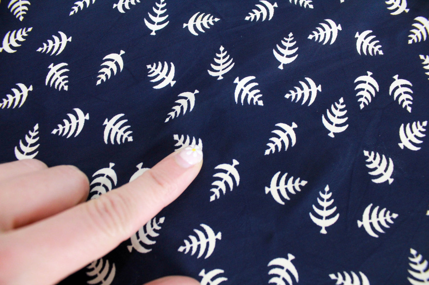 1940s Navy Rayon Fabric Tree Print, 2.75 Yards, Vintage Sewing Fabric