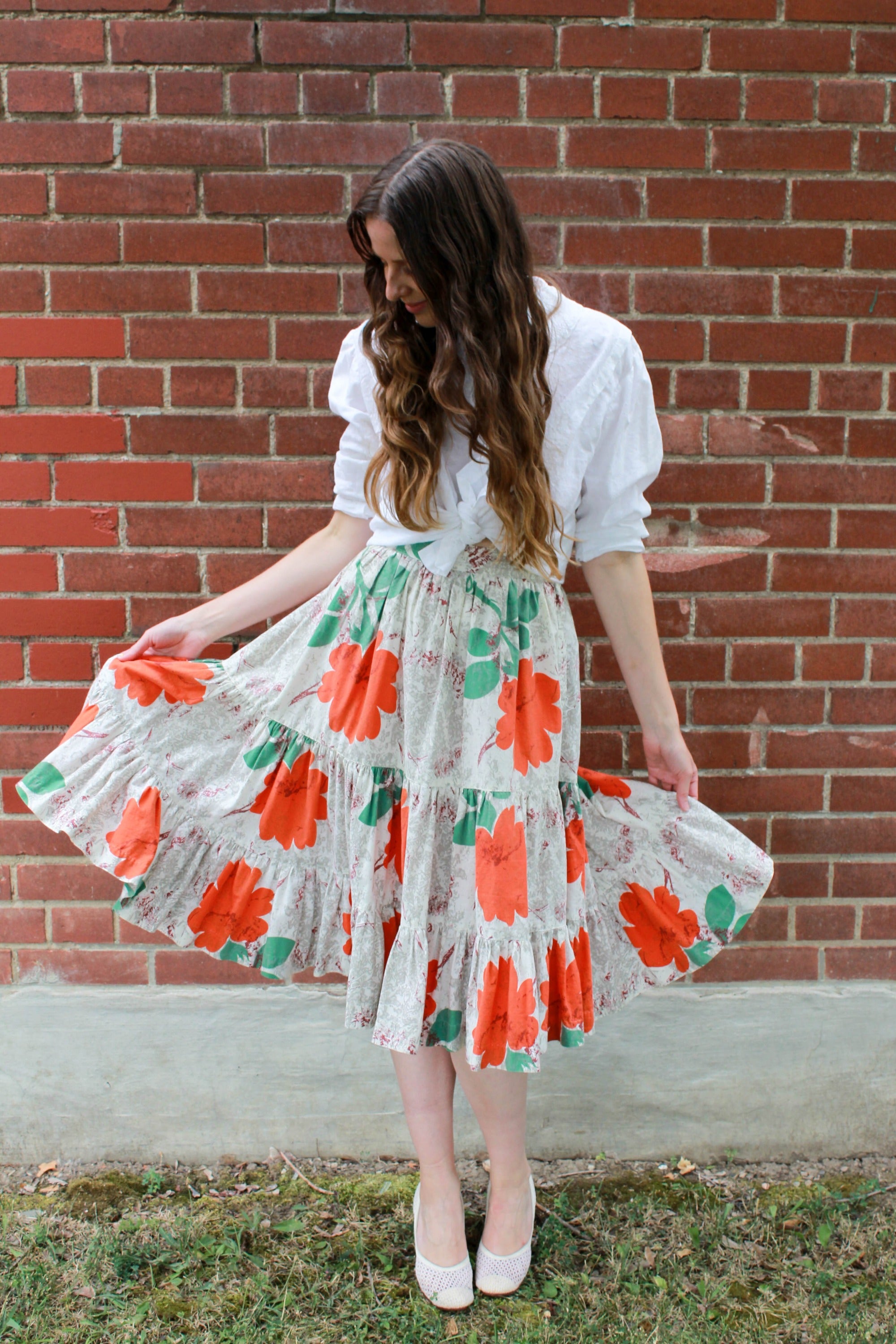 Cotton skirt outlet flowers