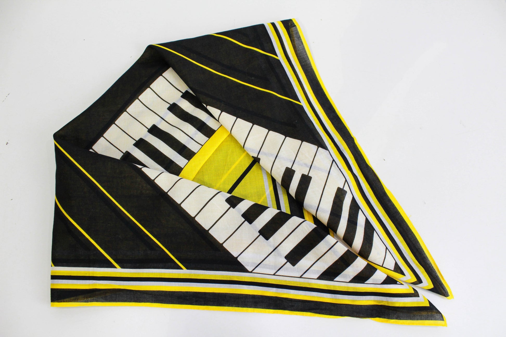 Oscar de la renta piano print square scarf, yellow and black