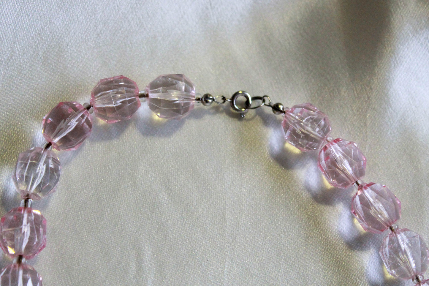 1960s Pale Pink Lucite Beaded Necklace