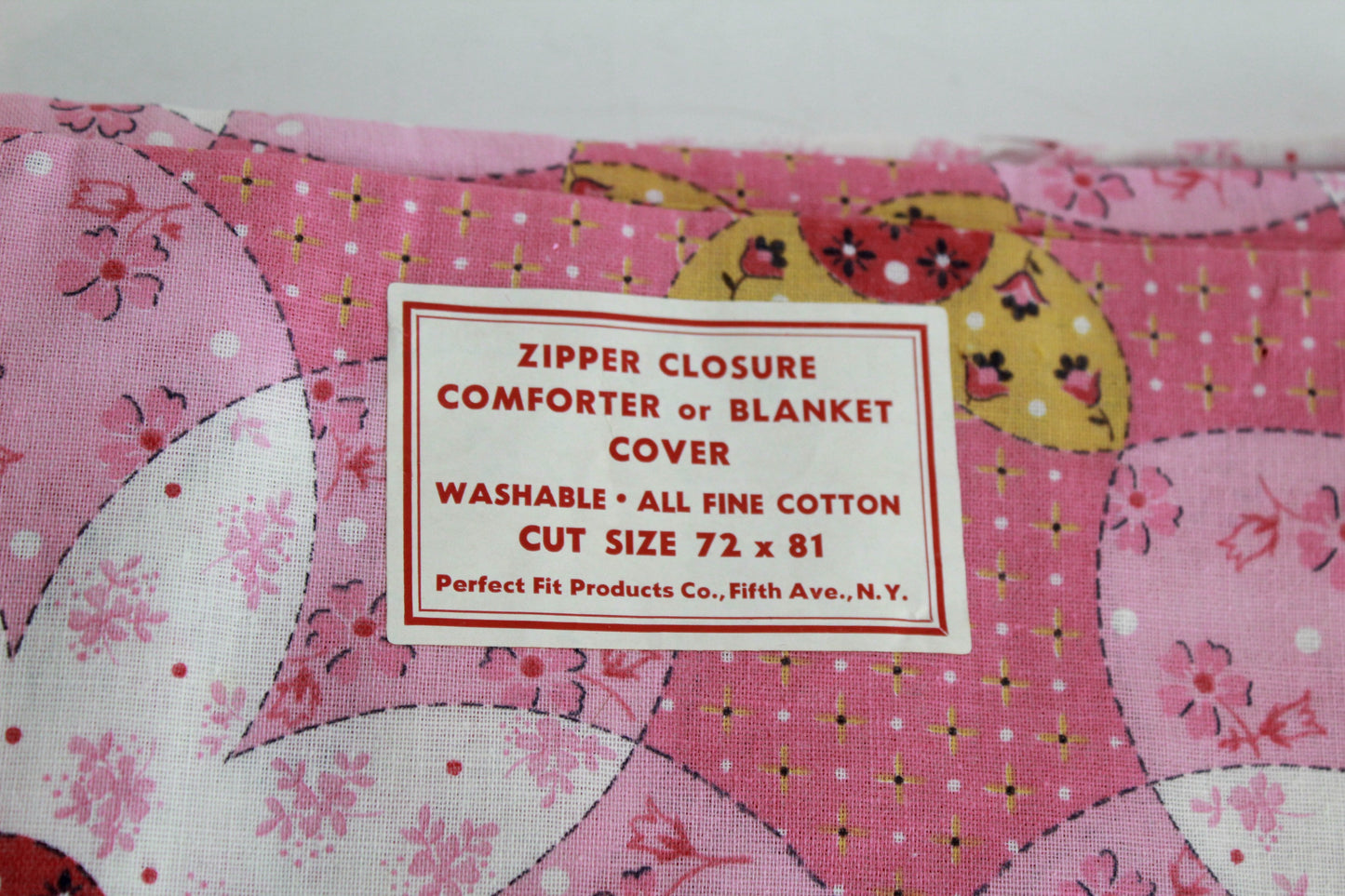 1960s quilt print cotton duvet cover pink floral vintage textiles