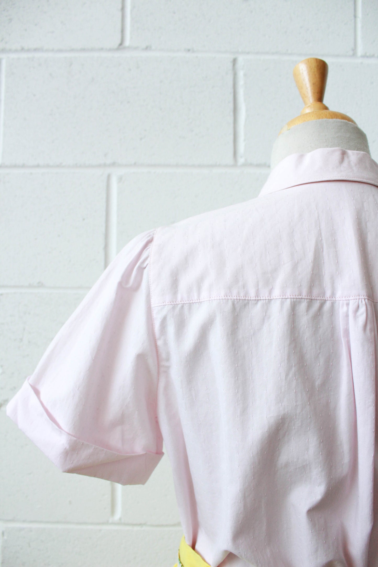 Pale Pink Puff Sleeve Shirt, Small