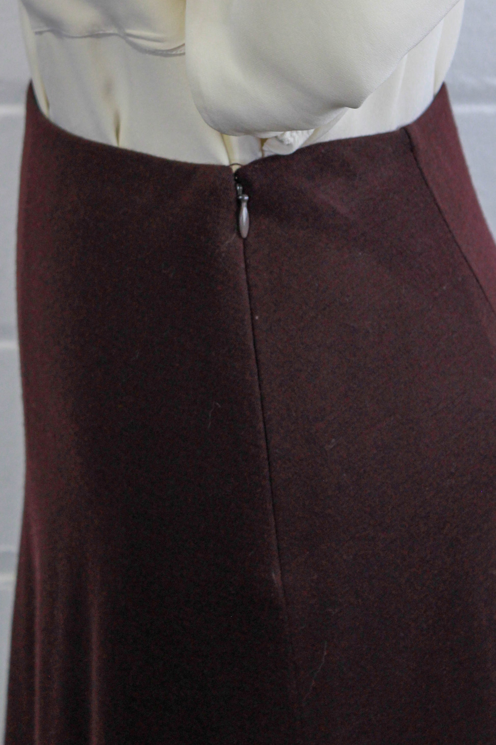 Vintage 1990s Eggplant Purple Wool Mini Skirt, Waist 26"