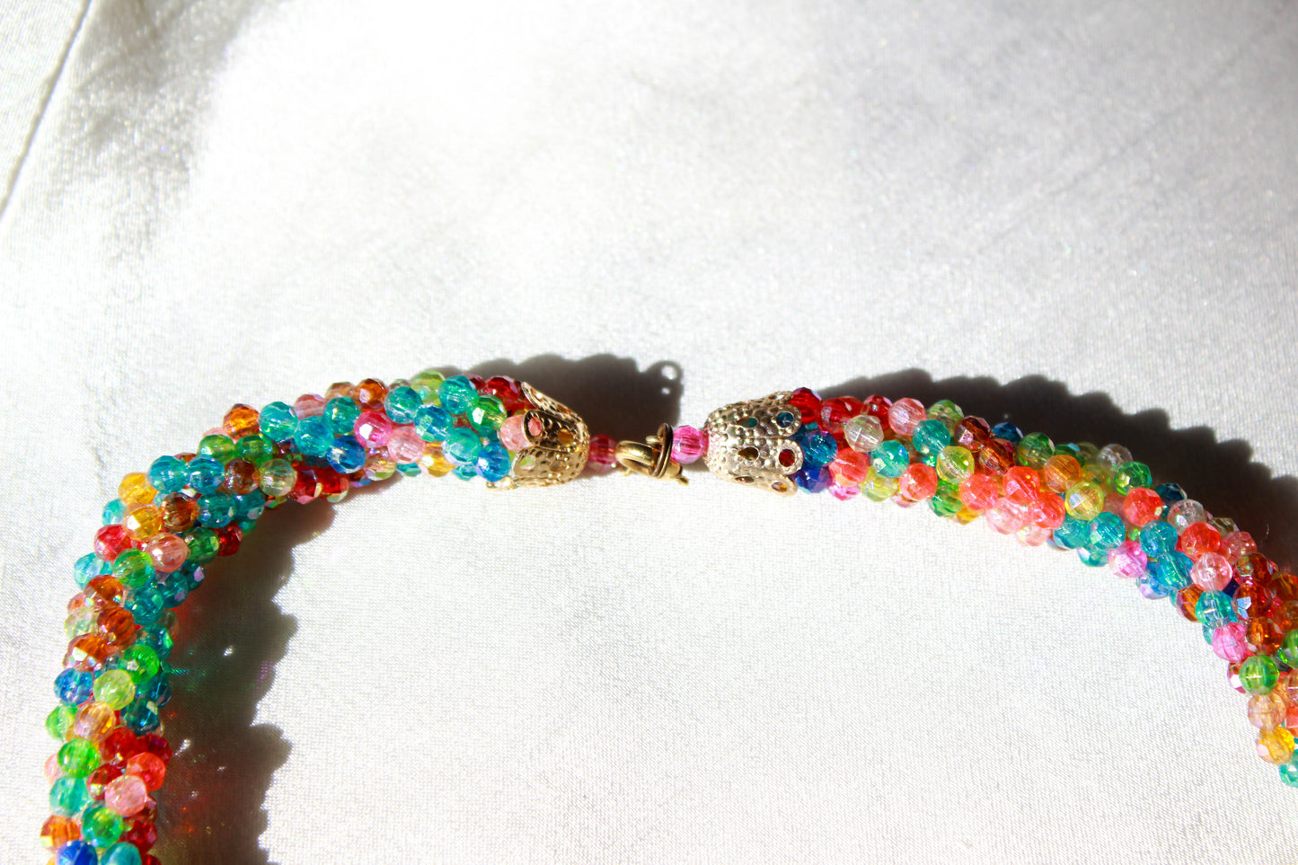 1960s Rainbow Beaded Choker Necklace