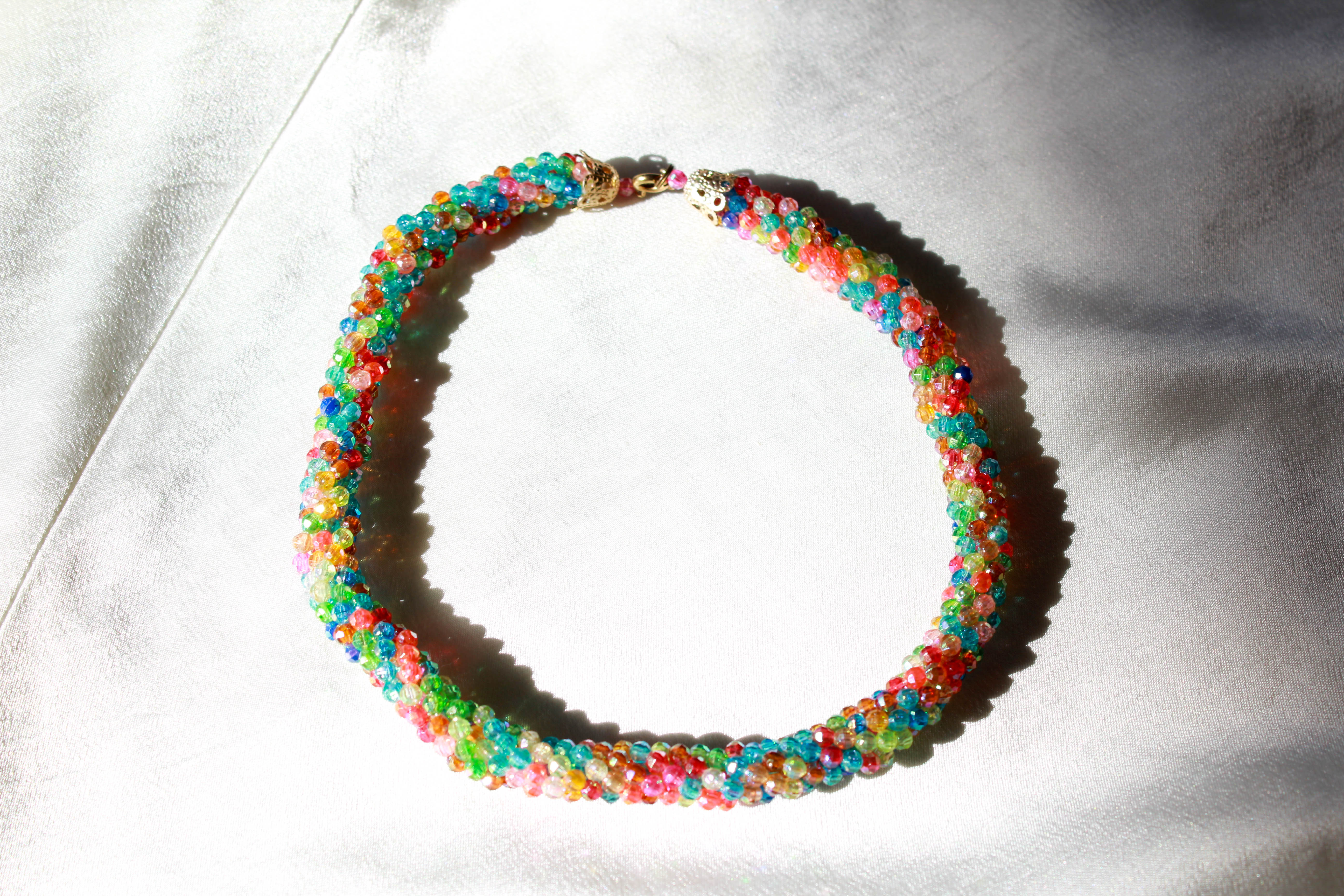 Chemistry Rainbow Hematite Fan Beaded Necklace