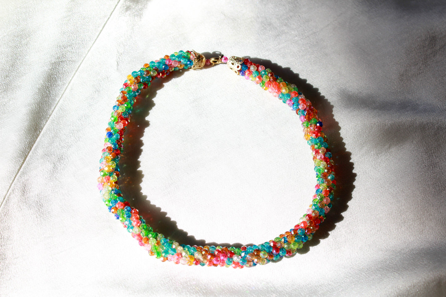 1960s Rainbow Beaded Choker Necklace