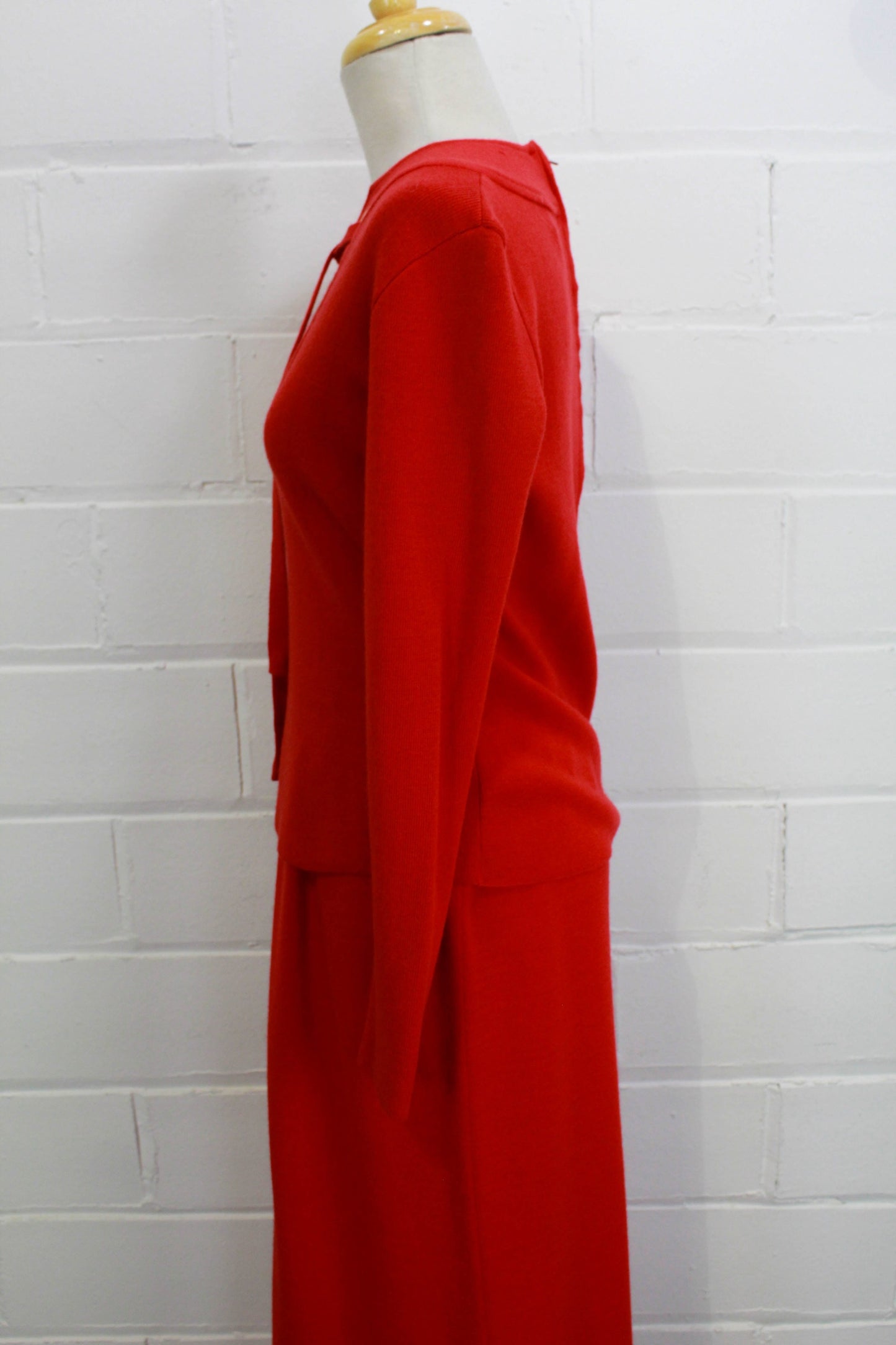 1970s Arbe Knit Skirt and Top Set, Cherry Red, Small