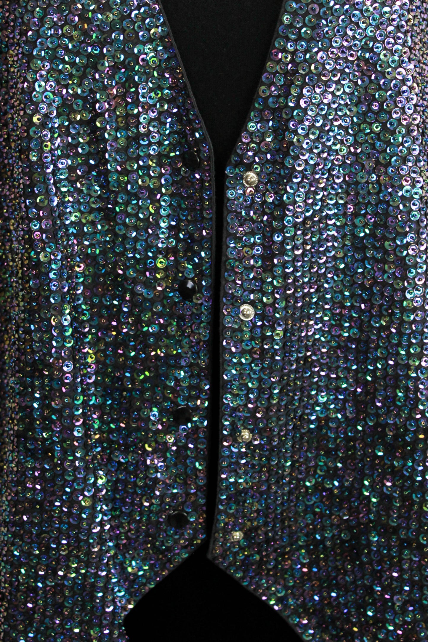 80s Blue Sequin Vest, XL