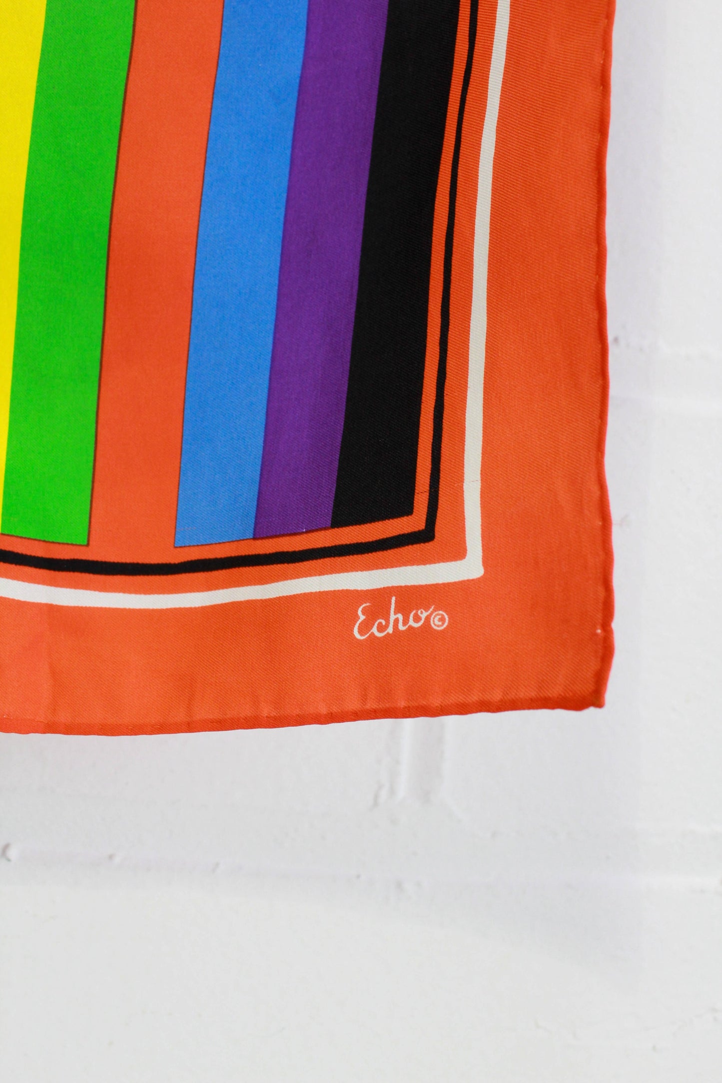 1970s Striped Silk Scarf, Bold Colours