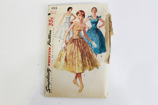 1950s party dress sewing pattern simplicity 1153