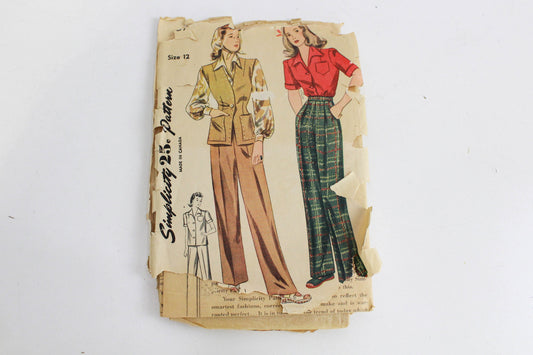 1940s womens blouse slacks and jerkin sewing pattern simplicity 2337