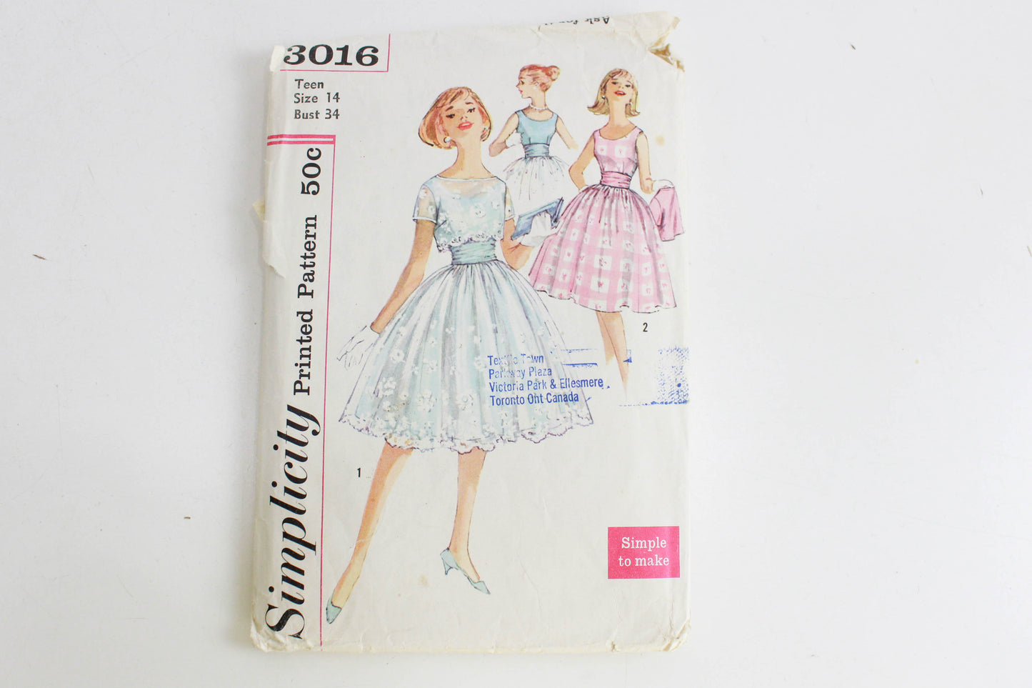 1950s/60s Dress Jacket and Cummerbund Sewing Pattern Simplicity 3016, Bust 34