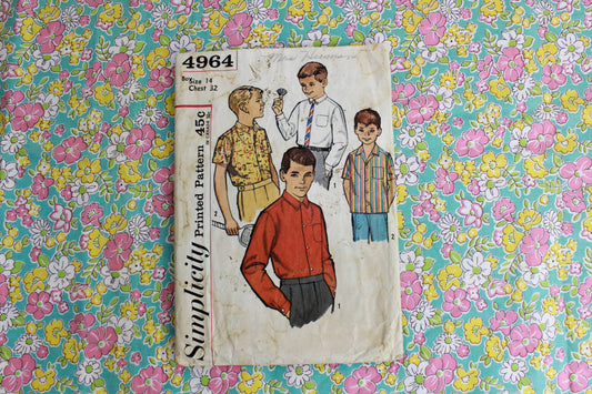1960s boys shirt sewing pattern simplicity 4964