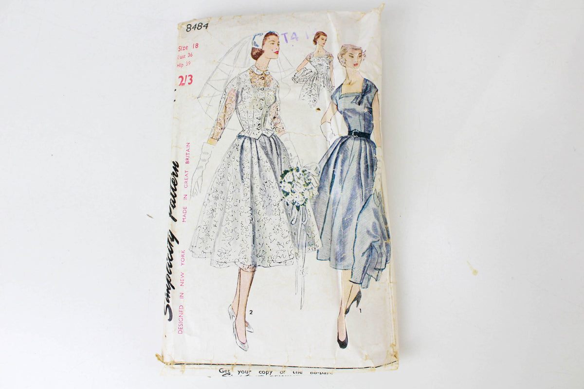 Simplicity Pattern 4848 1950s Dress and Jacket Sewing Pattern Simplicity 8484, Bust 36 Complet ...