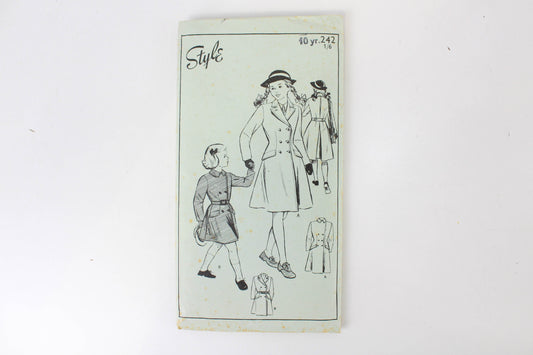 1940s girls coat sewing pattern style 242, vintage sewing pattern