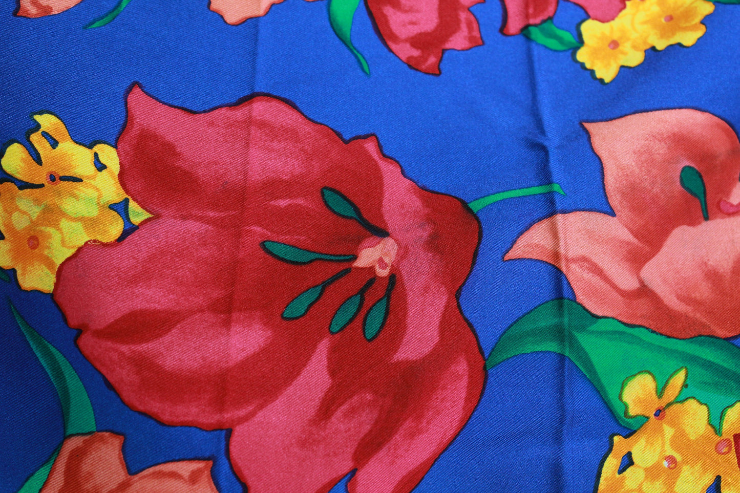Vintage Tropical Floral Scarf, Silk