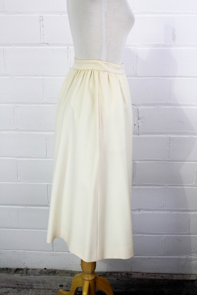 80s Vintage Valentino White Wool Skirt Button Front