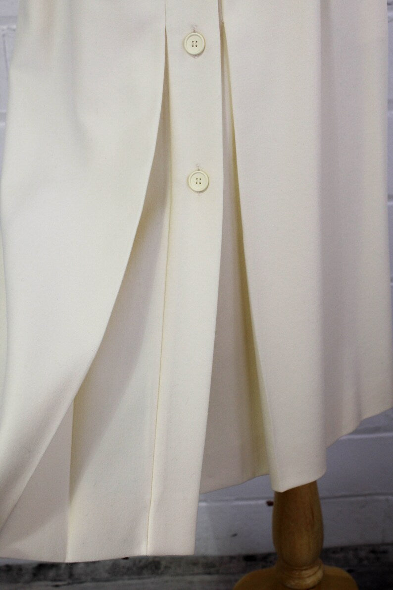 80s Vintage Valentino White Wool Skirt, Button Front – Ian