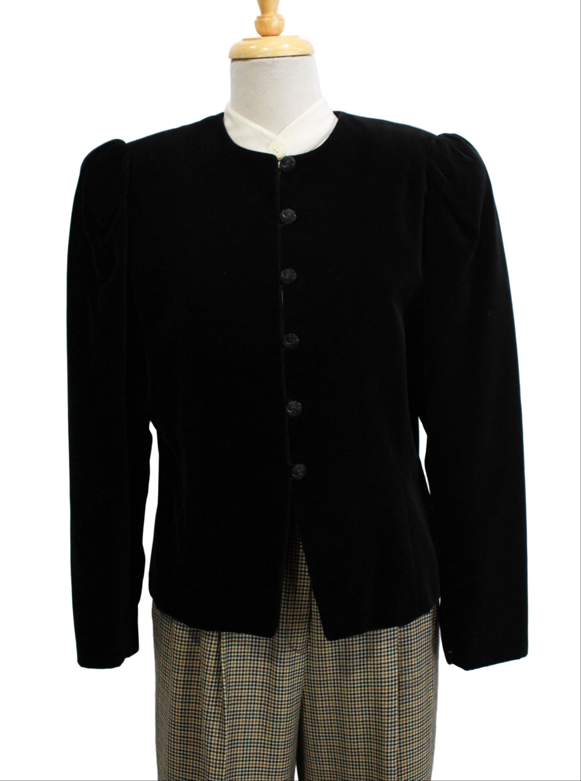 Vintage 1980s Black Velvet Puff Sleeve Jacket, M/L – Ian Drummond