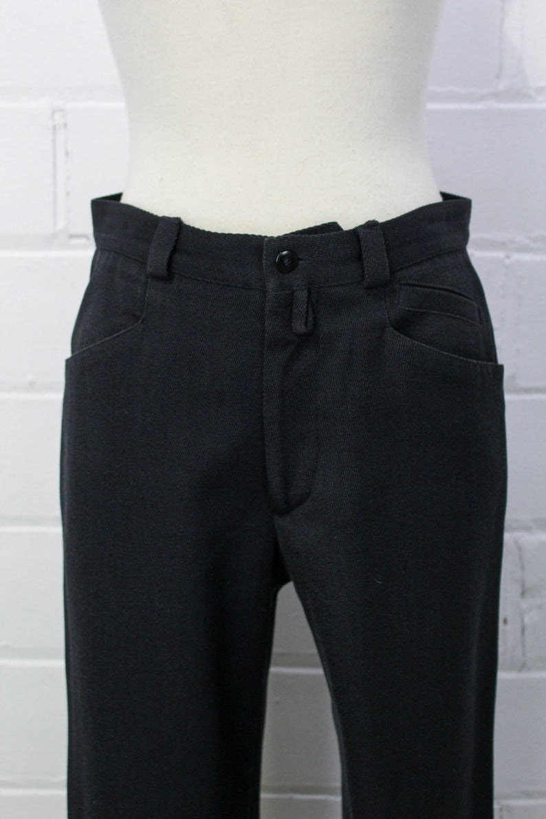 Vintage Gianni Versace Black Wool Pants, Waist 30 in.