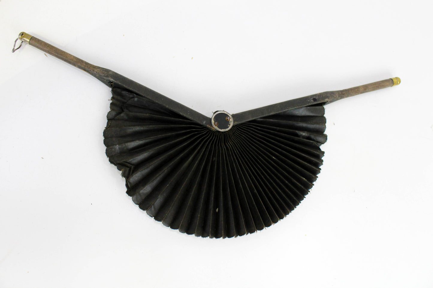 Victorian Cockade Fan, Round Mourning Folding Fan, Antique Black Circular Fan, Gothic 19th Century