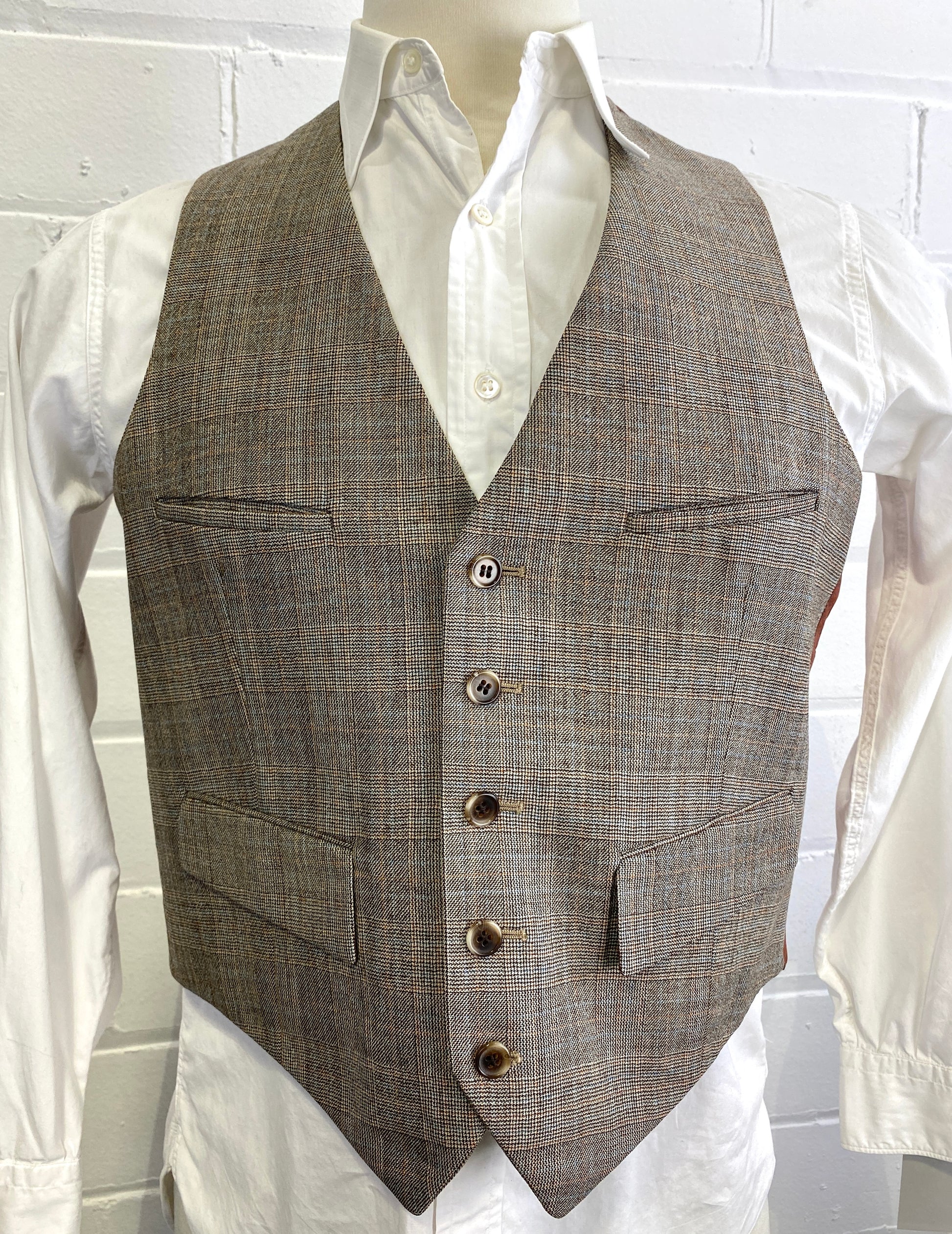 Vintage 1980s Men's Brown Plaid Waistcoat/ Vest, C42 – Ian Drummond Vintage