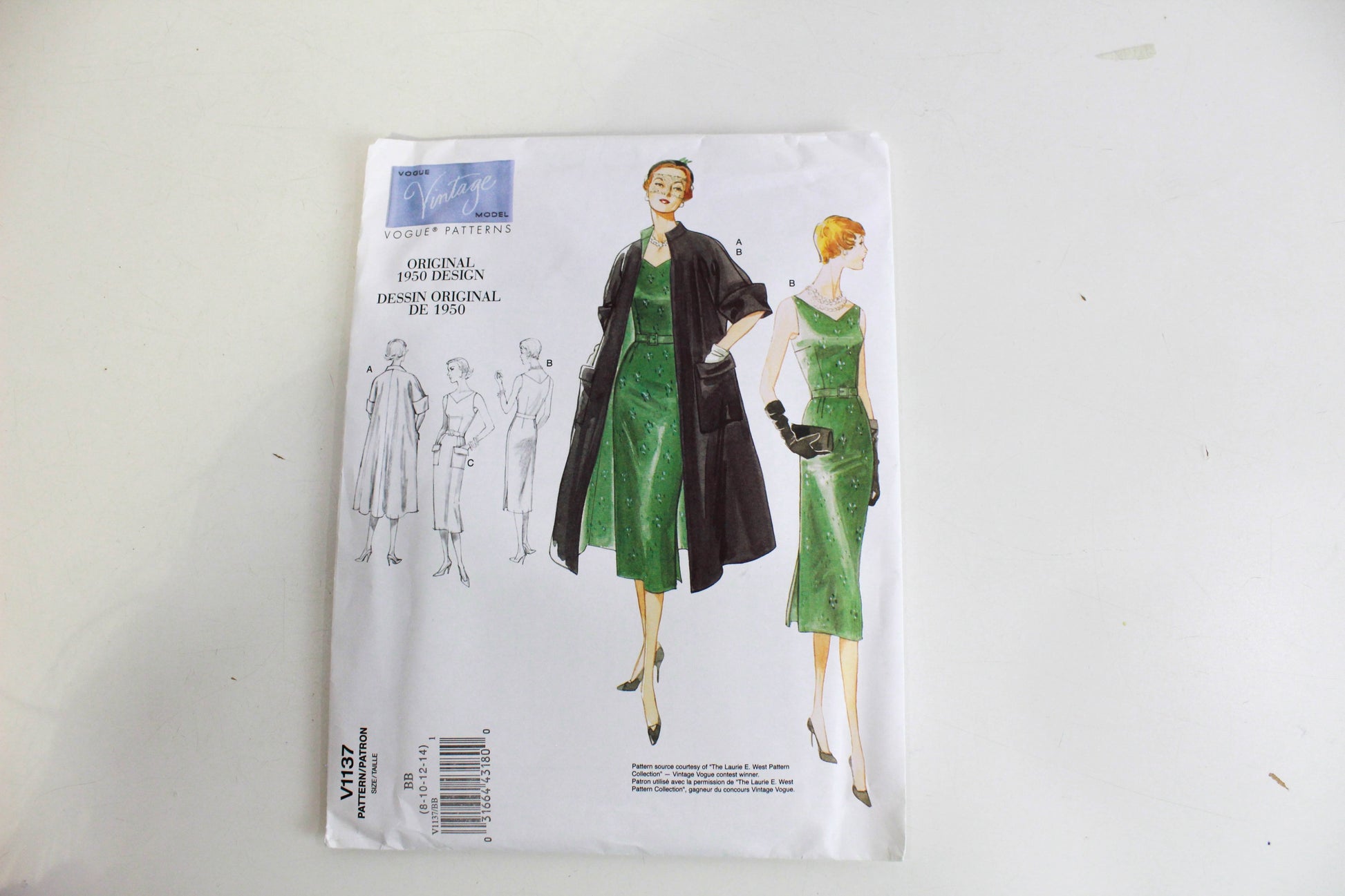 vintage vogue 1950 reissue sewing pattern V1137 dress and coat 