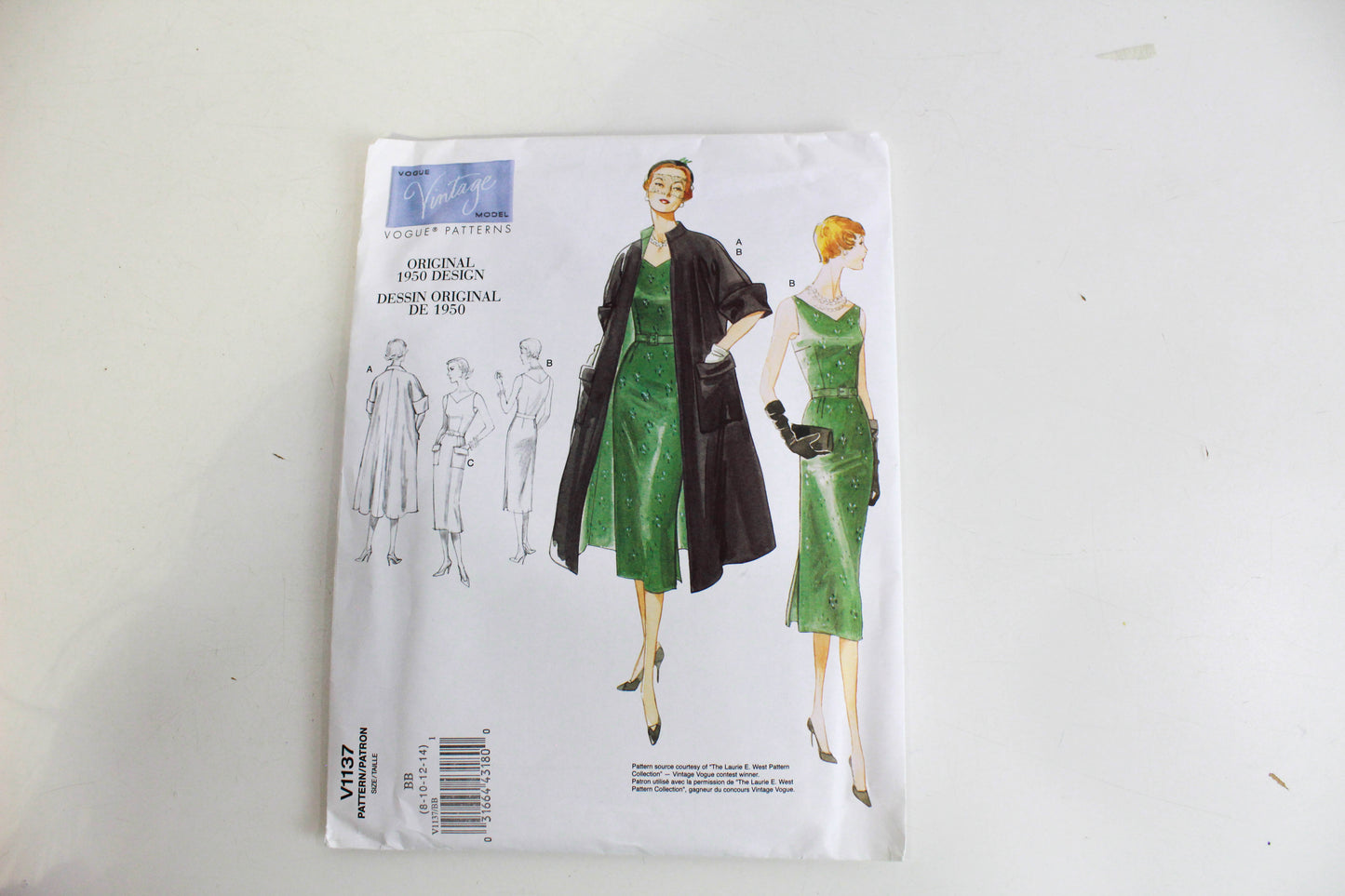 1950s vogue vintage reissue sewing pattern V1137 dress and coat 