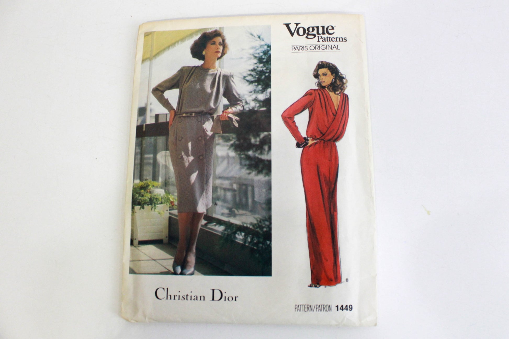 1980s vogue paris original sewing pattern 1449 christian dior dress