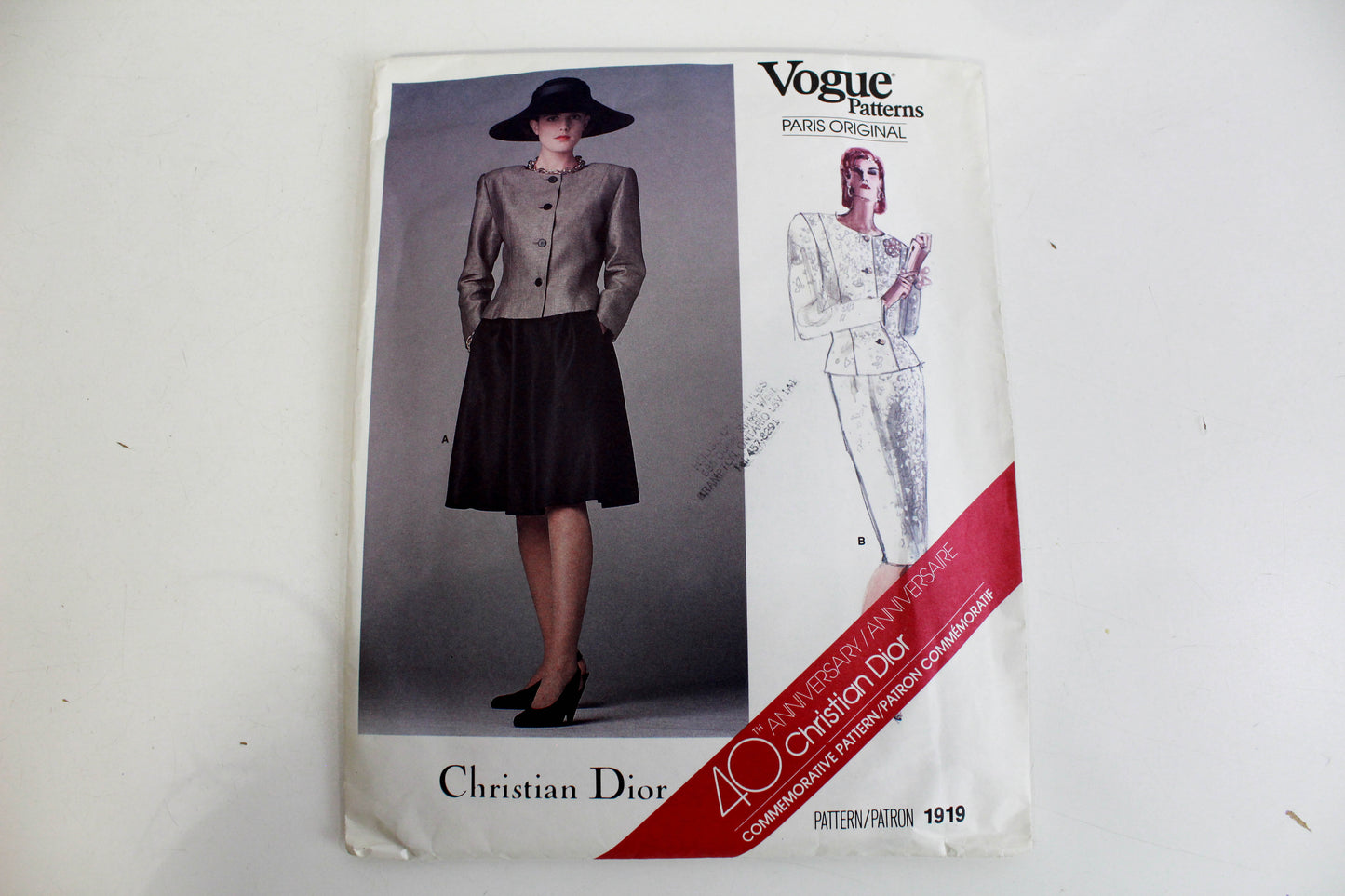 1980s christian dior skirt suit sewing pattern vogue paris original 1919