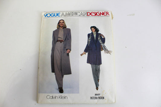 1970s vogue american designer sewing pattern calvin klein 2027 womens coat and pants