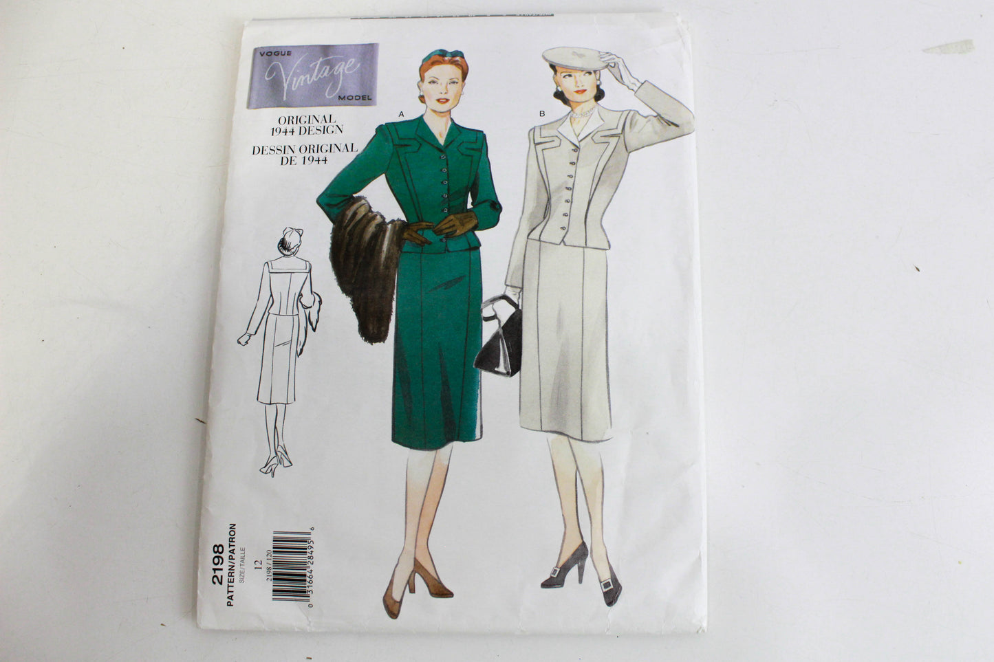 1940s vogue vintage reissue 2198 skirt suit sewing pattern