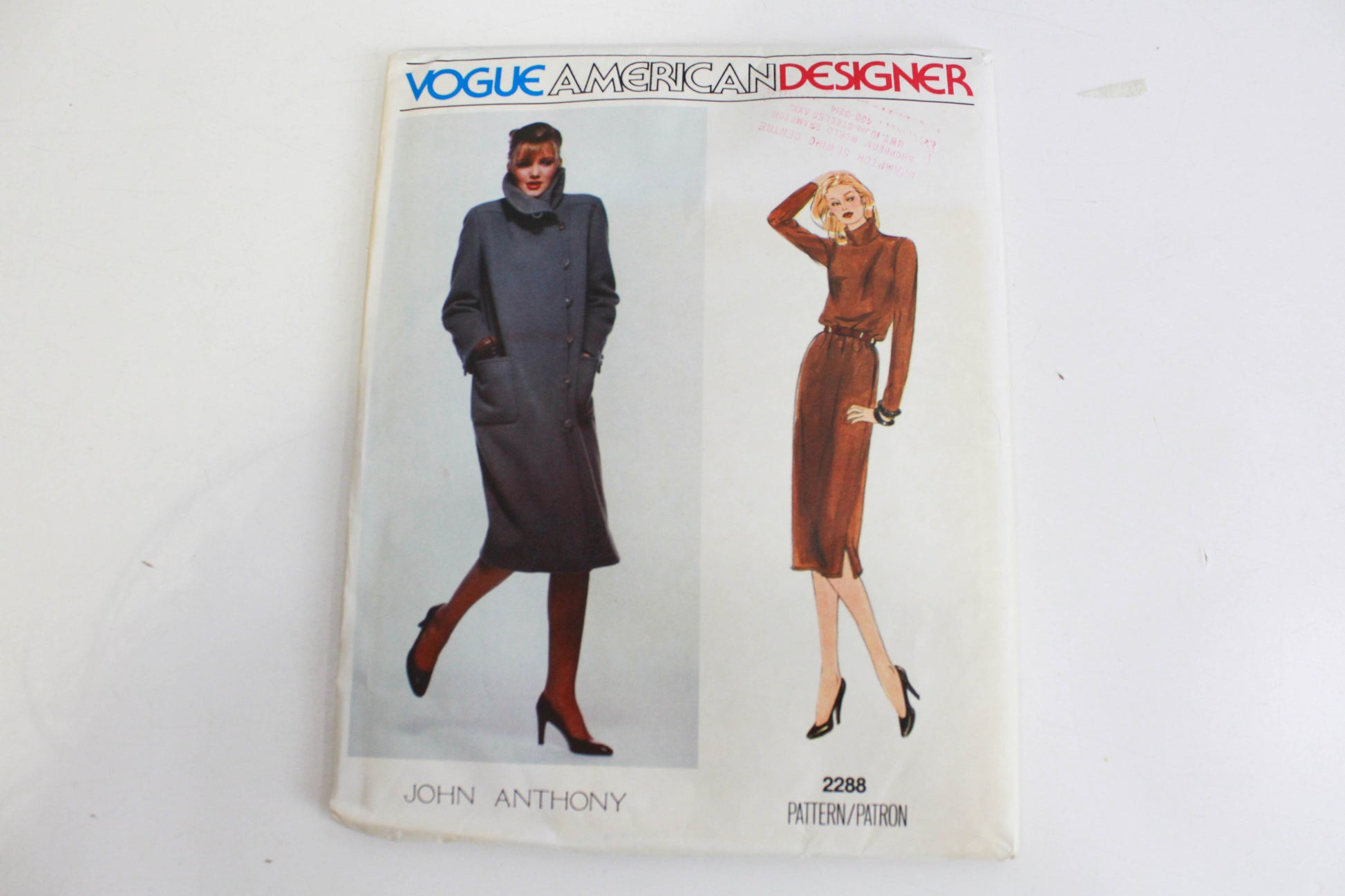 1980s vogue american designer 2288 sewing pattern john anthony dress and coat