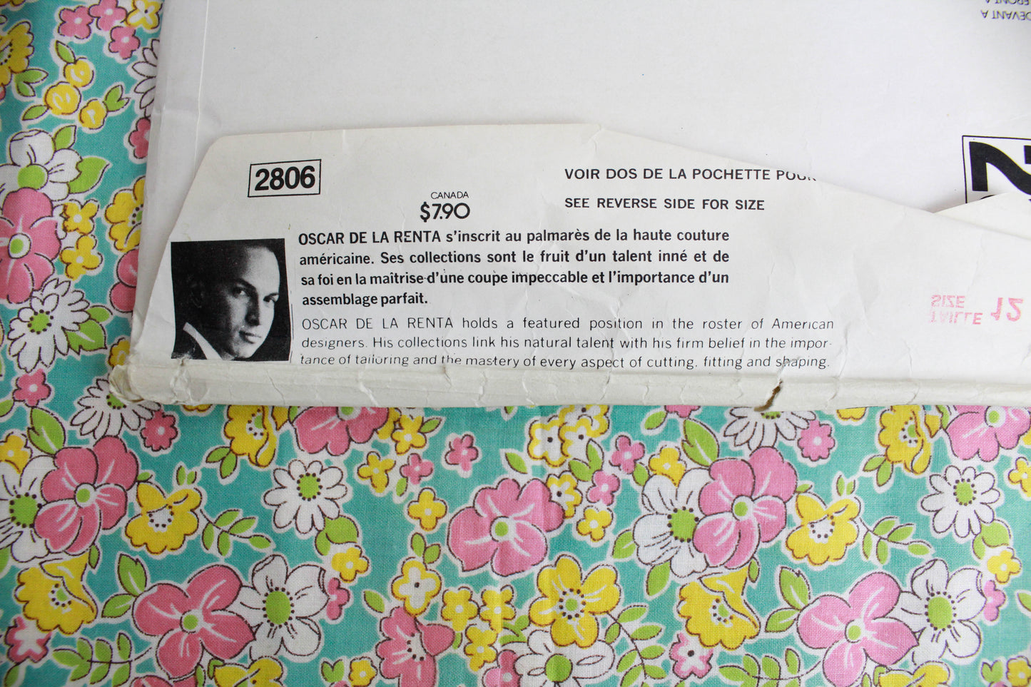 1980s Womens Skirt Sewing Pattern Vogue American Designer 2806 Oscar de la Renta, Waist 26", UNCUT/UNUSED, Complete
