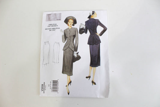1940s vogue vintage V1019 reissued 1947 skirt suit sewing pattern