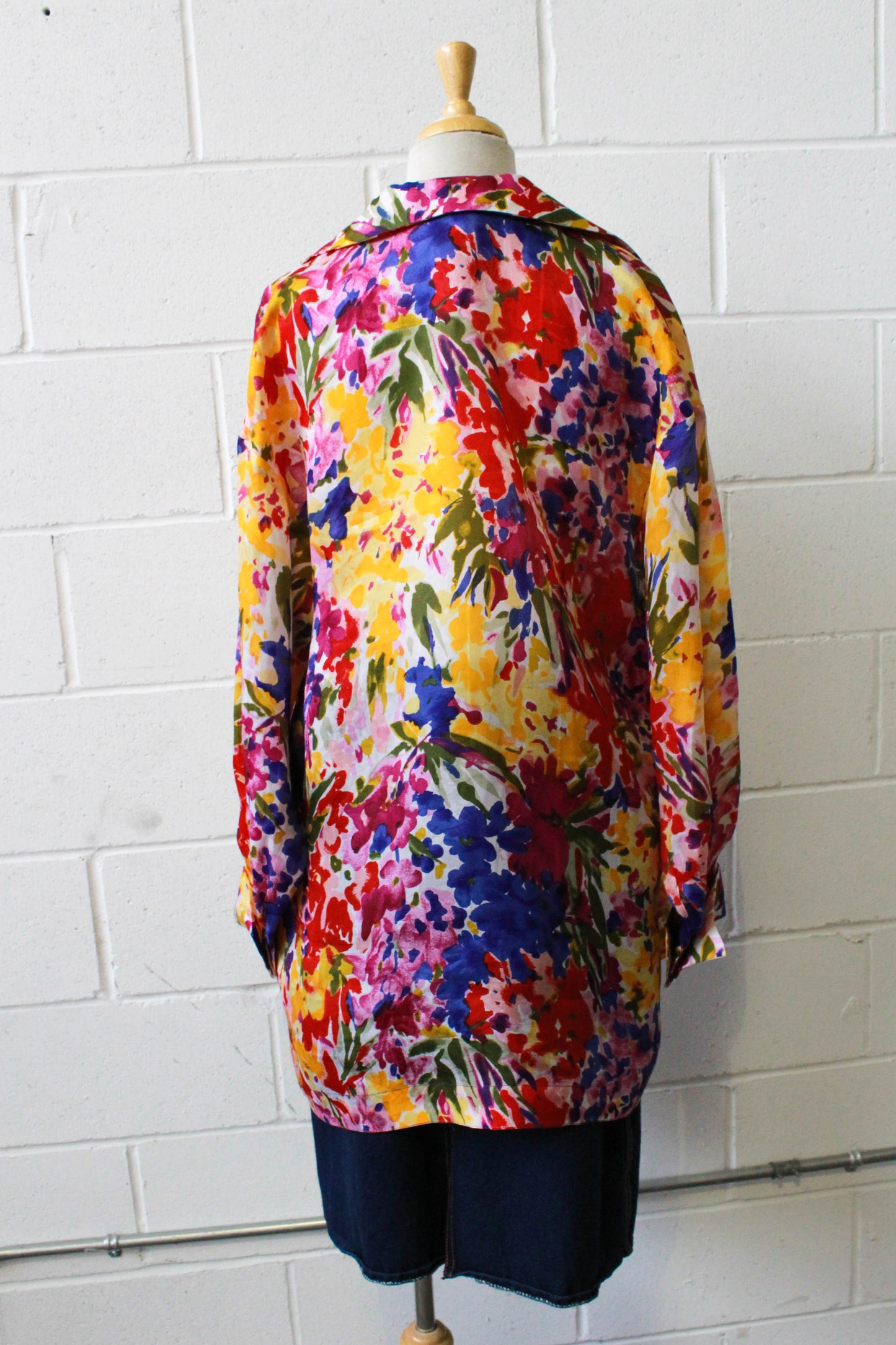 Vintage 80s/90s Wayne Clark Silk Floral Print Shirt/Jacket, Large