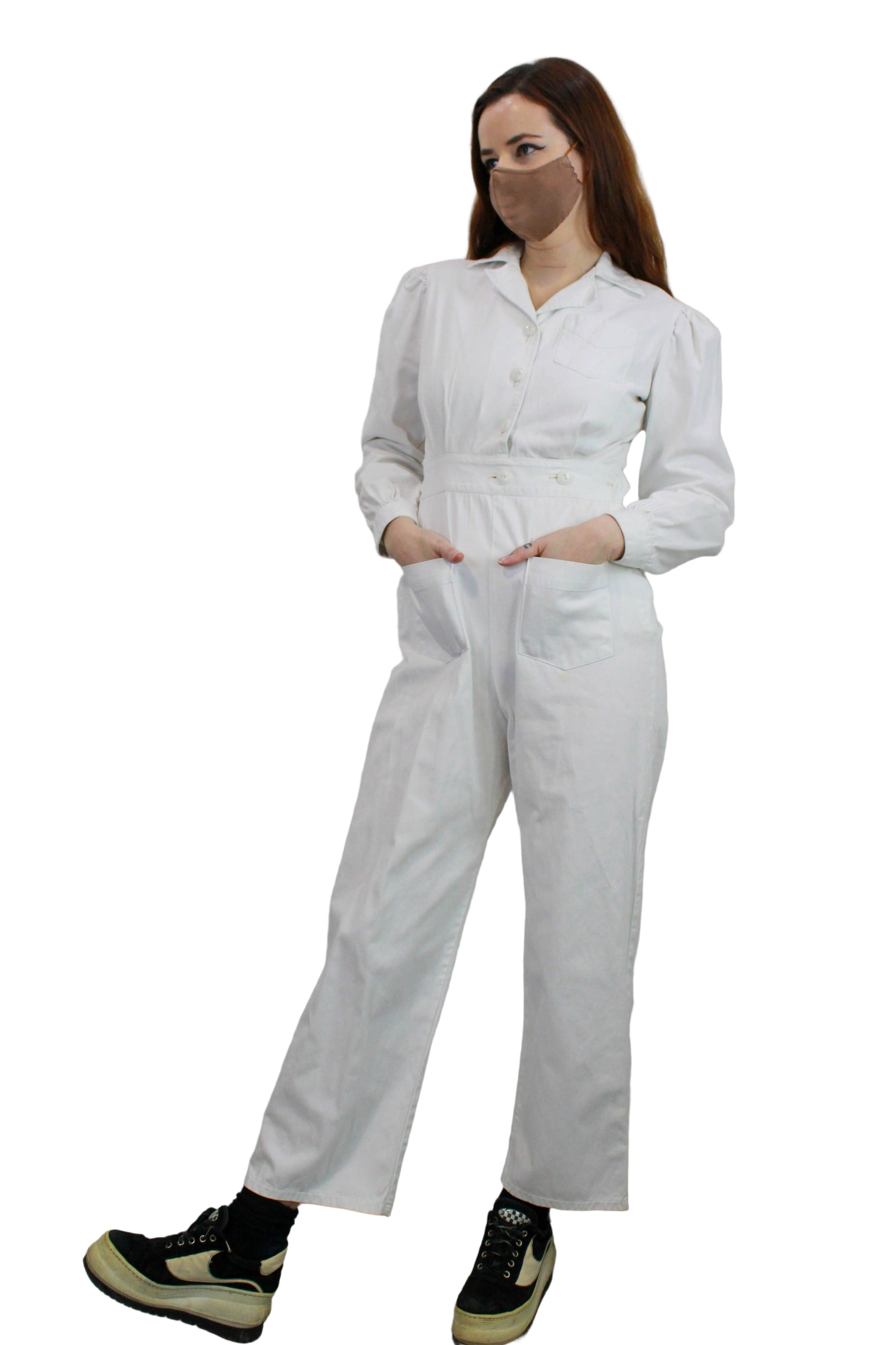 Reproduction WWII Women's White Jumpsuit, Coveralls, Siren Suit
