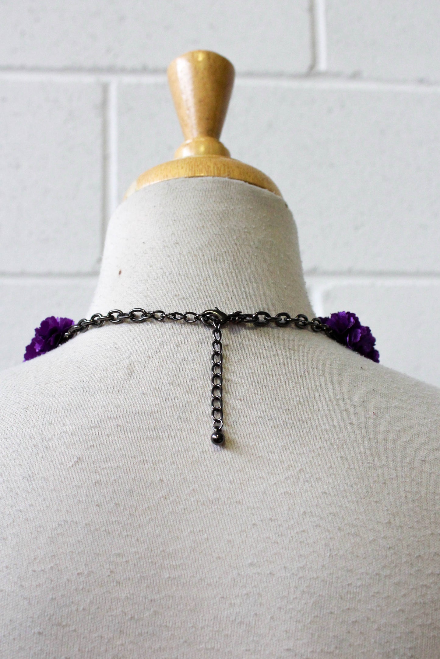 1990s Purple Fabric Rosette Necklace