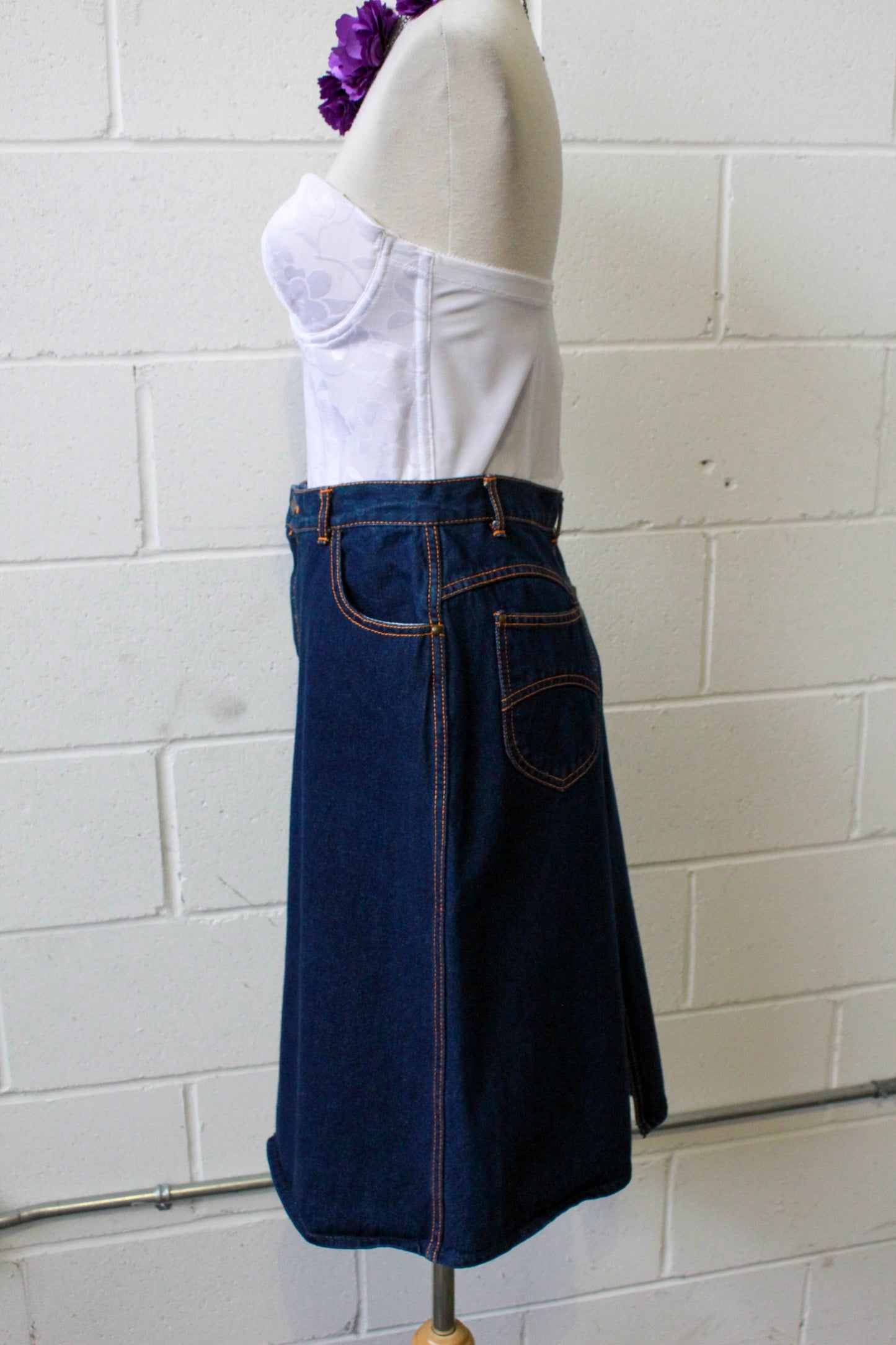 80s Gitano Dark Wash Denim Skirt, Waist 28"