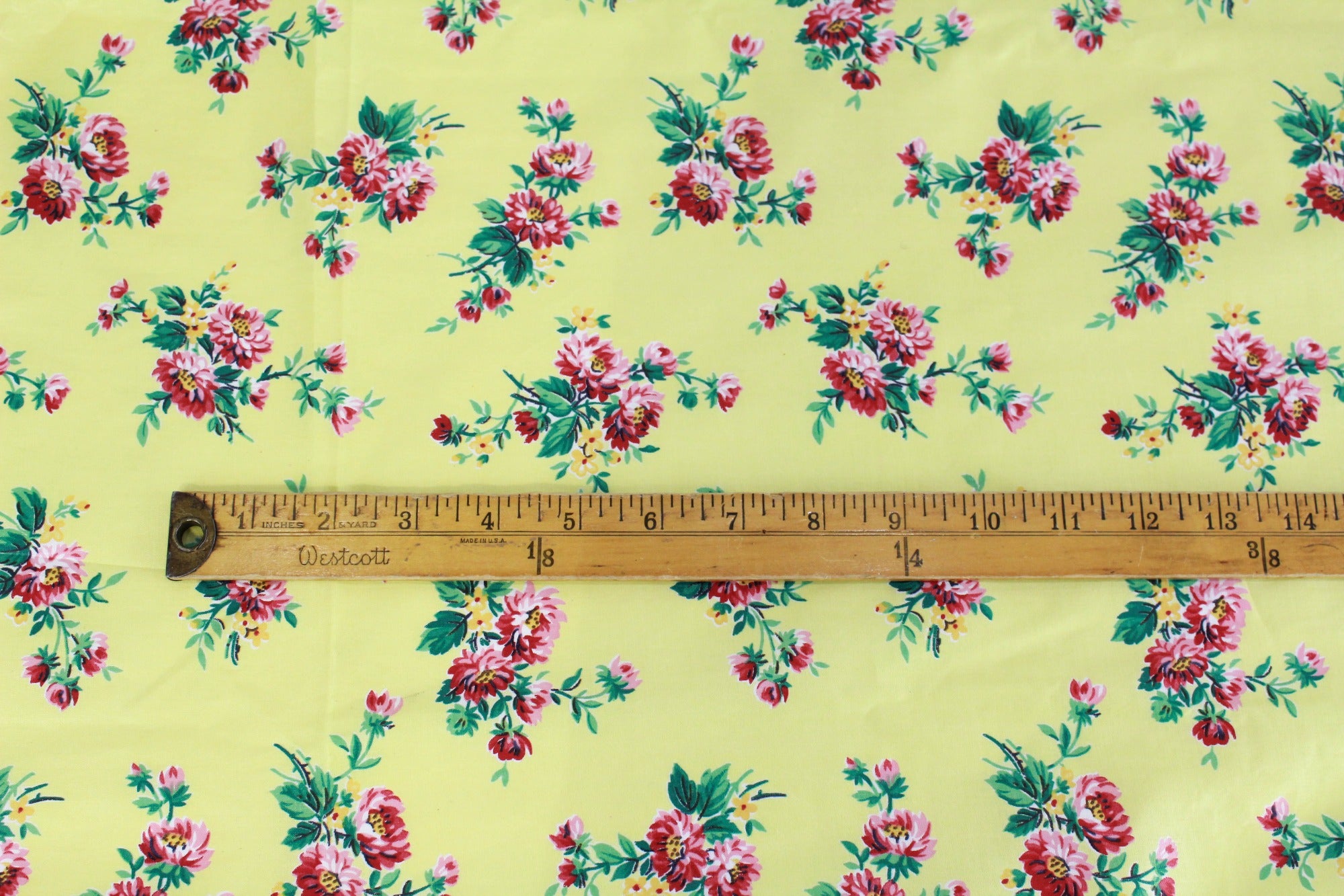 Vintage 1950s Fuller Fabrics Novelty Strawberry Floral Cotton Fabric buy Yardage 5 Yards