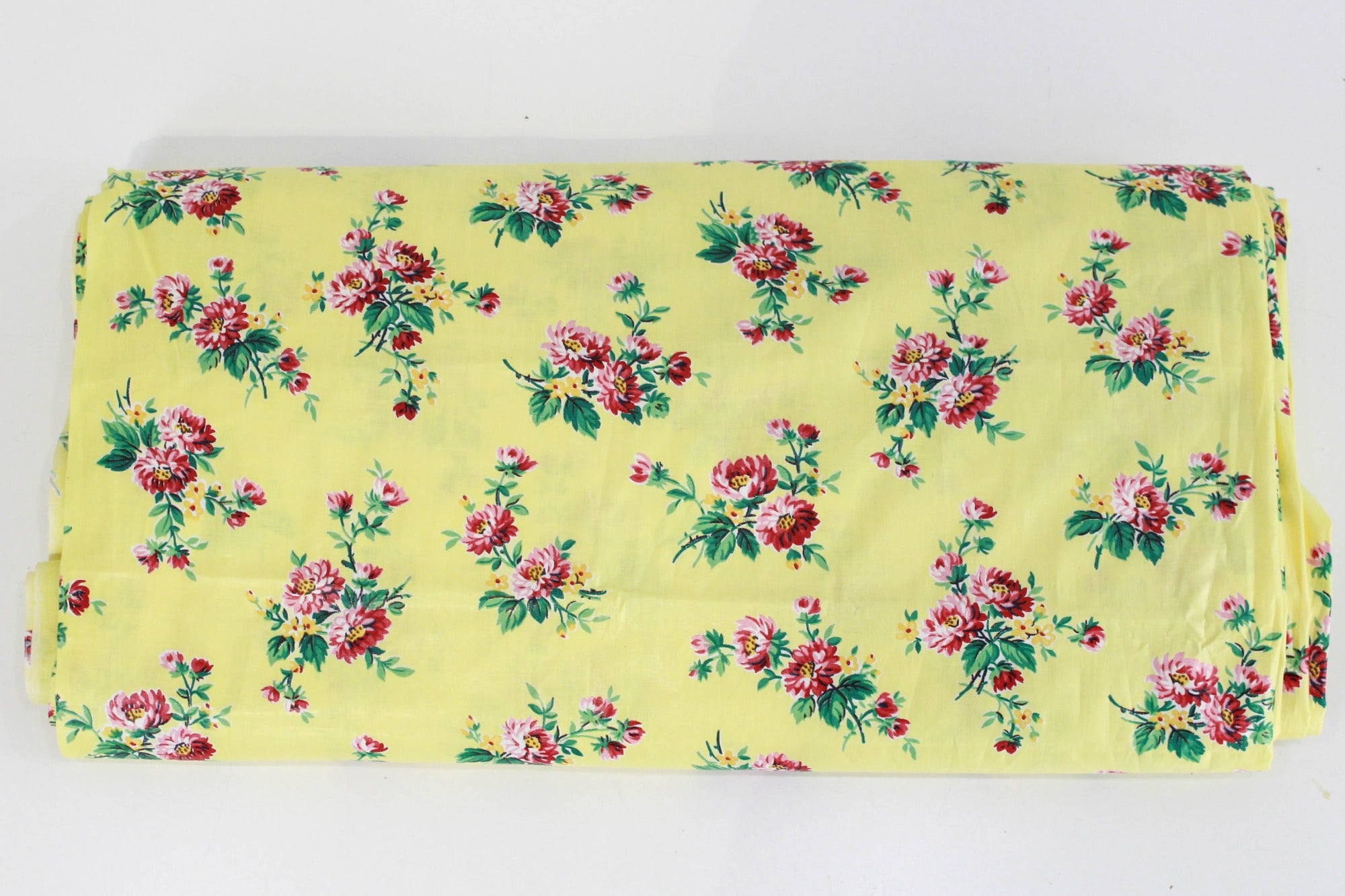 Vintage Yellow pink Fabric Art Deco or Nouveau Printed Cotton Antique Floral Textile deals